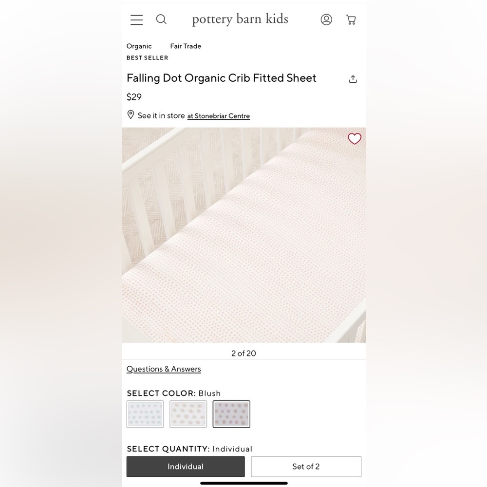 Pottery Barn Kids Falling Dot Organic Crib Fitted Sheet